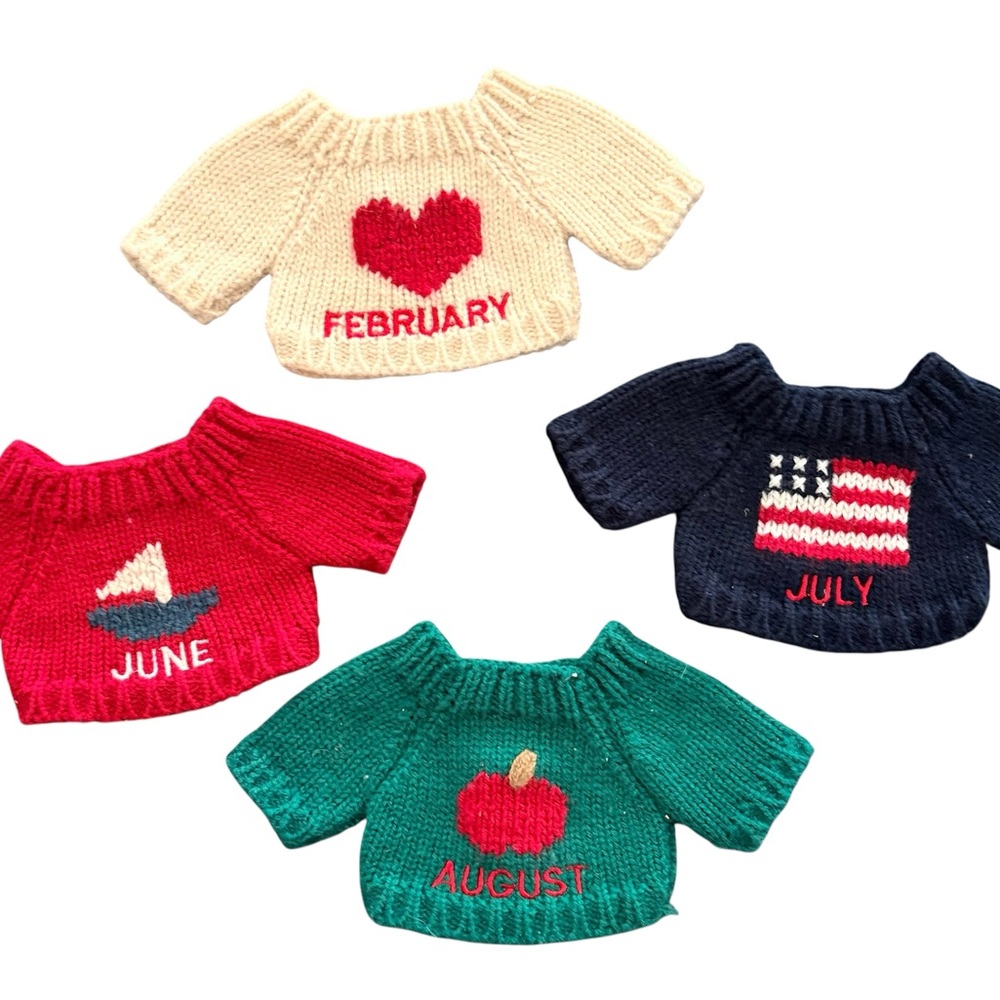 Set of Four Seasonal Knit Sweaters handmade